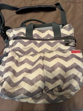 Skip Hop Gray and White Chevron Diaper Bag